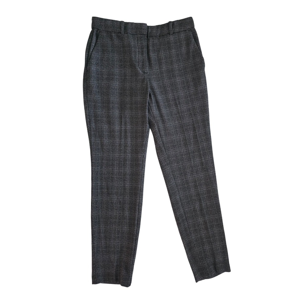 HM Womens Grey Glen Check Plaid‎ Slacks Regular Waist Ankle Pants Size 10 NEW
